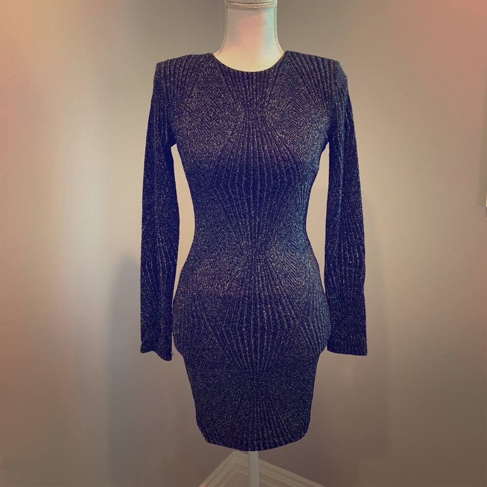 Bebe Sparkly black/silver mini dress